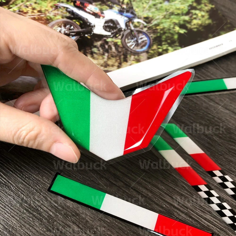 3D Gel Resin Racing Stripes Stickers Italian Flag Pattern Waterproof Decals for Car Motorcycle Scooter Decor Accessories