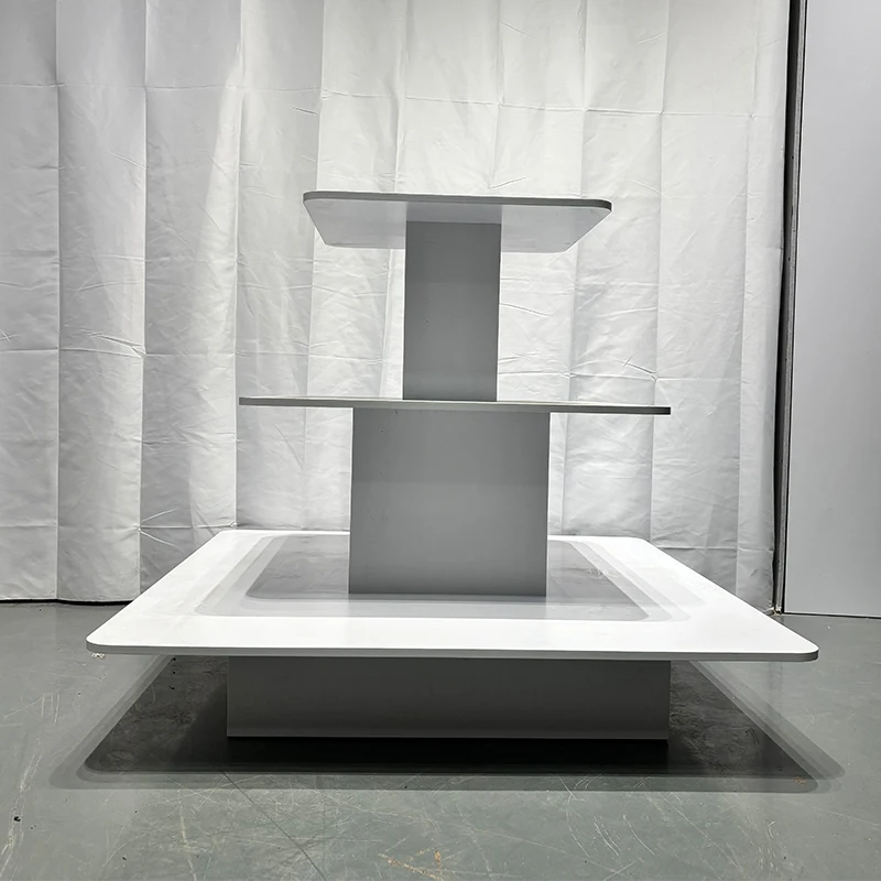 KEWAY Customized Wholesales 3 Tier Square Display Table Retail Store MDF Wooden Display for Retail Stores