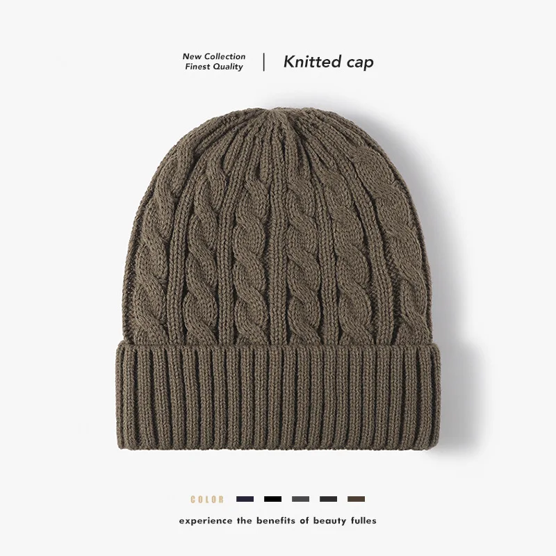 Autumn and Winter Knitted Fleece-Lined Thickened Warm Ear-Protecting Jacquard Beanie for Men, Cross-Border Outdoor Woolen Hat
