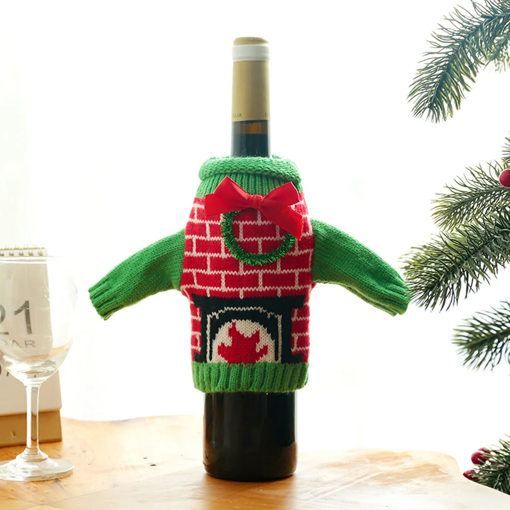 

3pcs Red Wine Bottle Bag Xmas Woven Bottle Cover Santa Christmas Gift Decor For Home Party Bar Hotel Use Kitchen Bar Tool