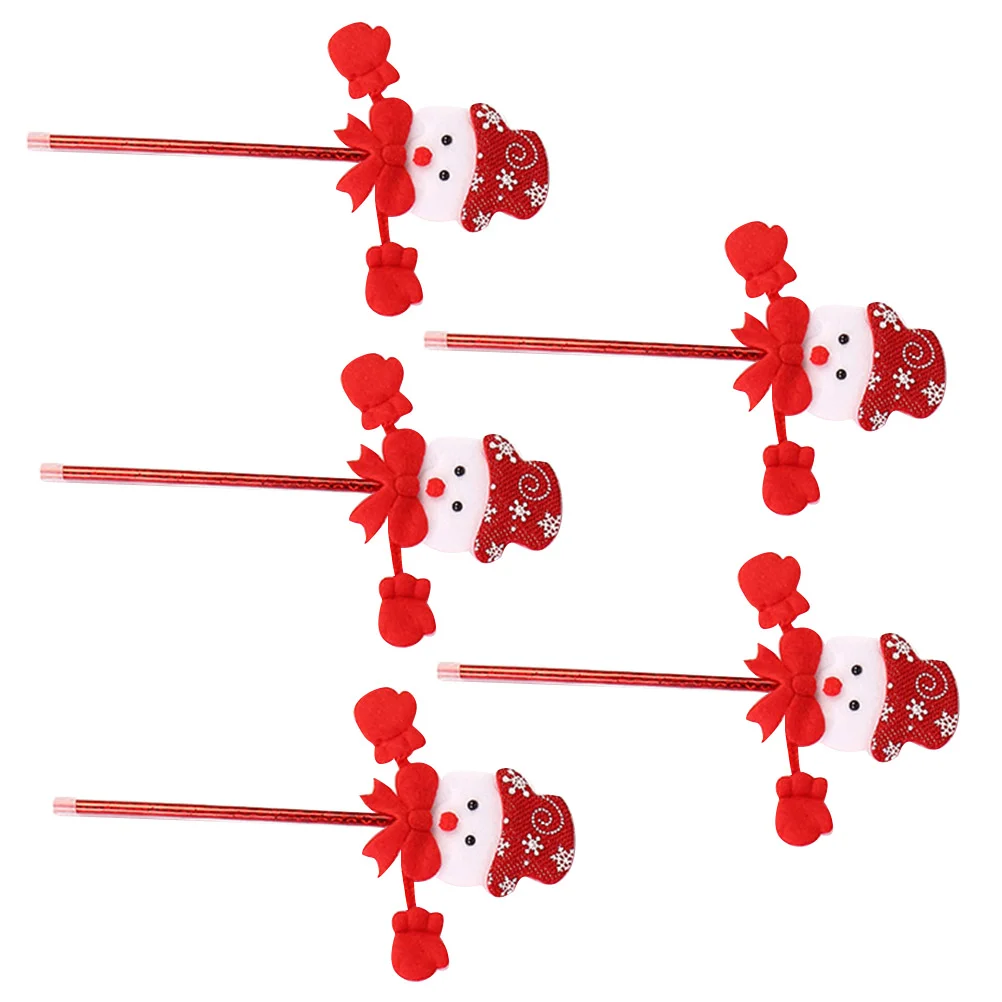 

5 Pcs Premium Material Pen Ballpoint Colorful Pens Festive Roller Christmas Cartoon
