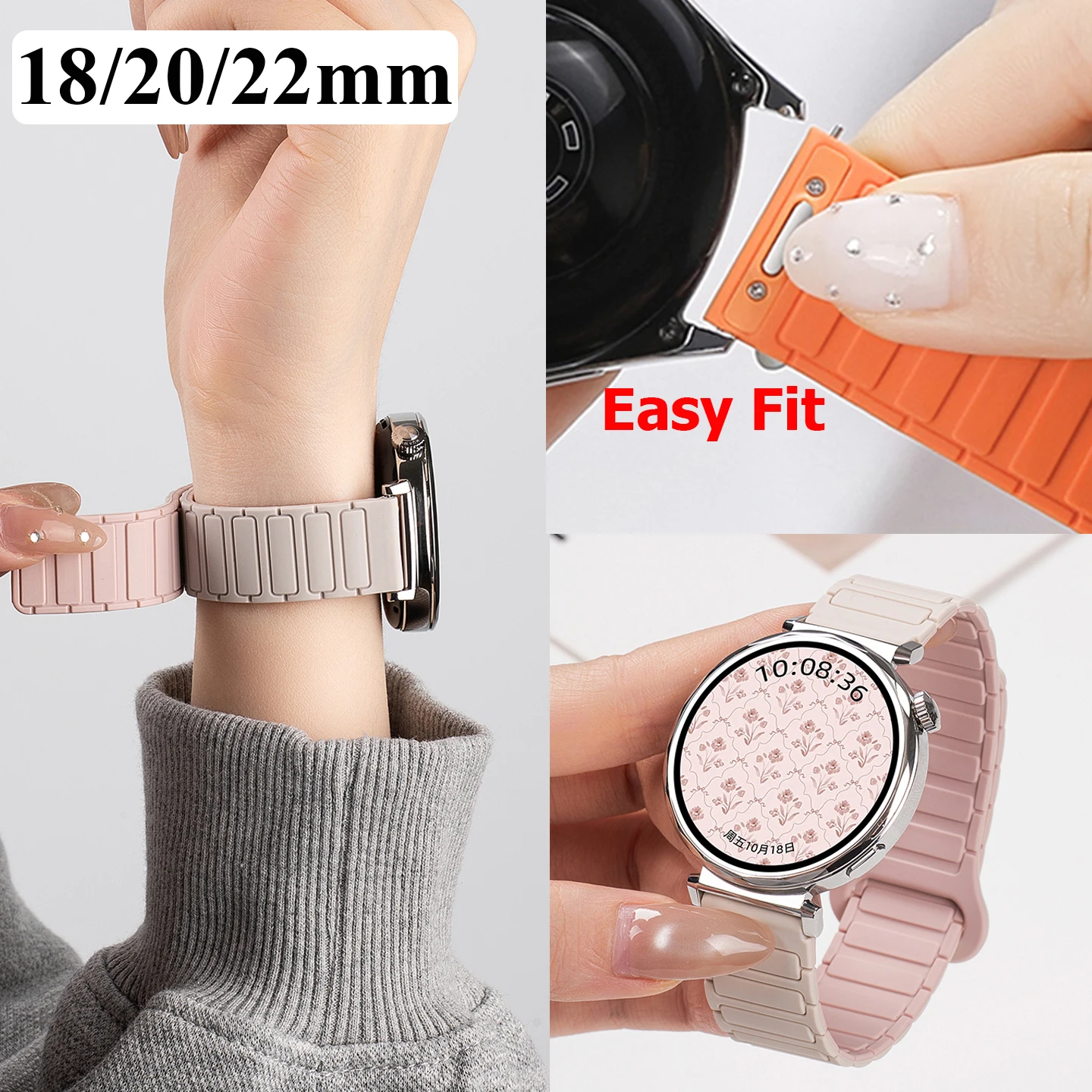 18mm 20mm 22mm Uhrenarmband für Garmin Venu 4/3/2/2s Magnetisches Silikonband für Garmin Vivoactive 6/5/4/3/Forerunner 245 Armband