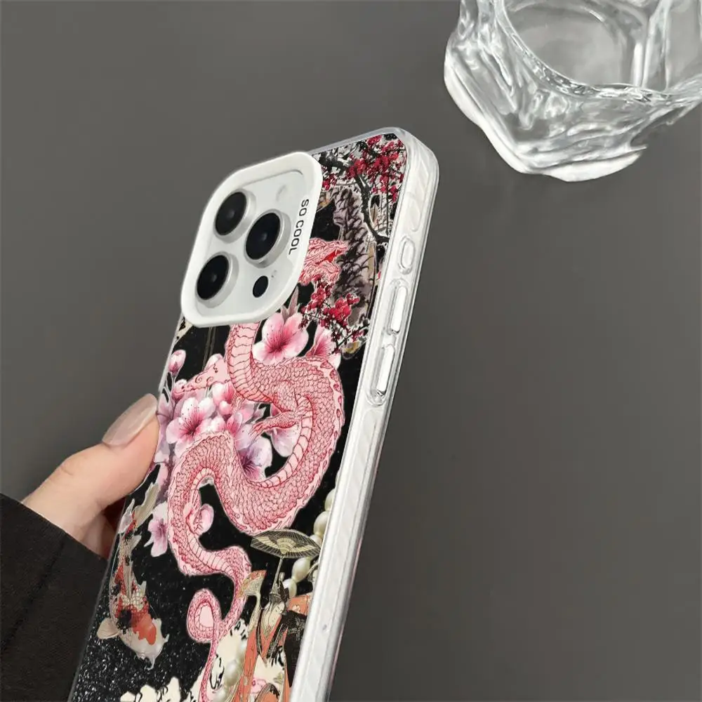 Чехол для телефона с рисунком розового дракона для iPhone 17, 16, 14, 13, 12, 11 Pro/Max/Plus, противоударный задний чехол с защитой от отпечатков пальцев
