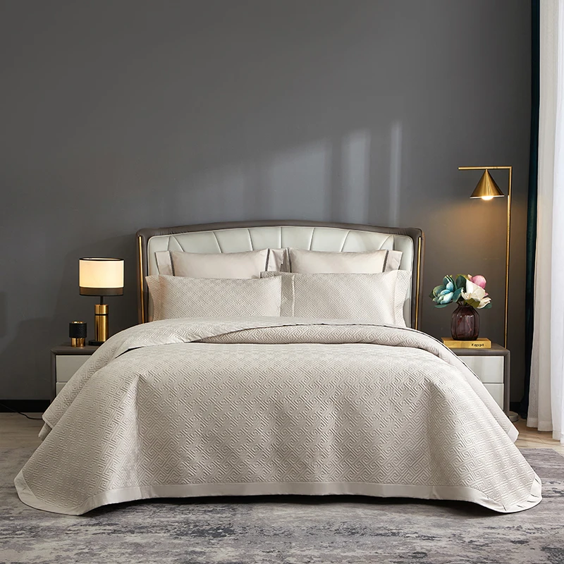 3/5Pcs Luxury 1000TC Egyptian Cotton Quilted Bedspread, King Size, Bed Cover, Mattress Topper Coverlet, Bed Sheet, Pillowcases