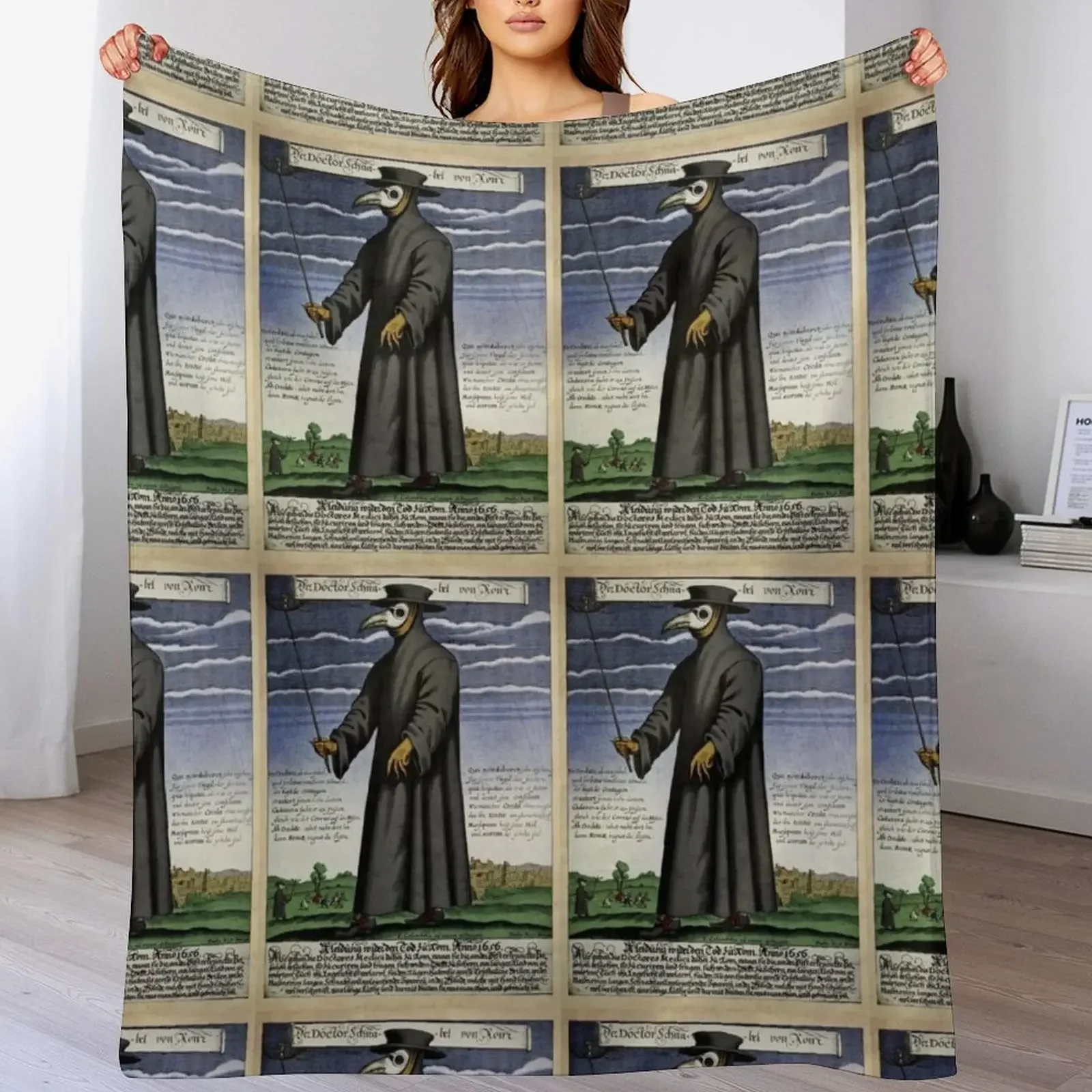 

Plague Doctor, Middle Ages Throw Blanket Long Lasting Soft Plush Blanket for Daily Use