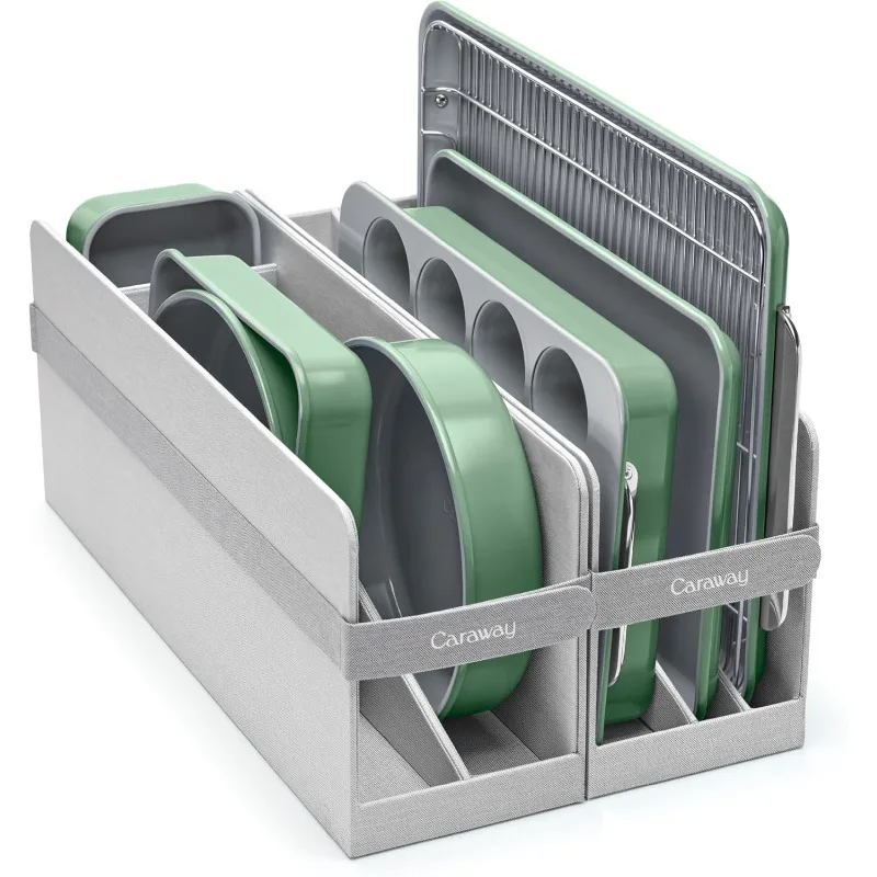 Ceramic Bakeware Set (11 Pieces) - Baking Sheets, Assorted Baking Pans, Cooling Rack, & Storage