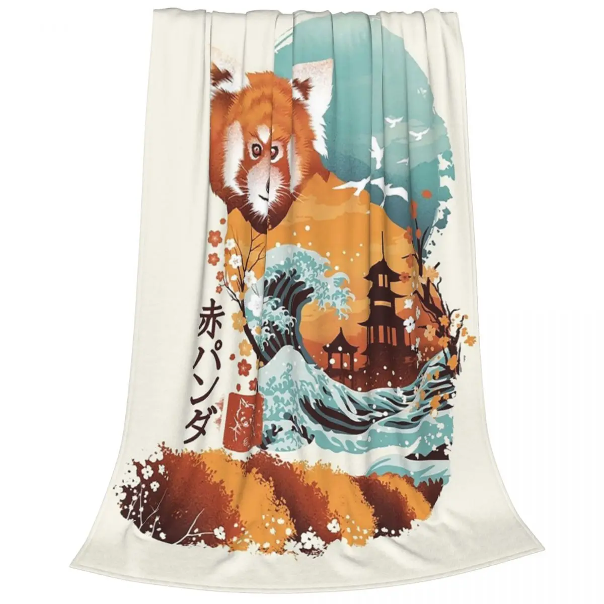 Ukiyo E Red Panda Blankets Flannel Warm Sofa Throw Blankets For Home Bedroom Travel Throws Bedspread Quilt