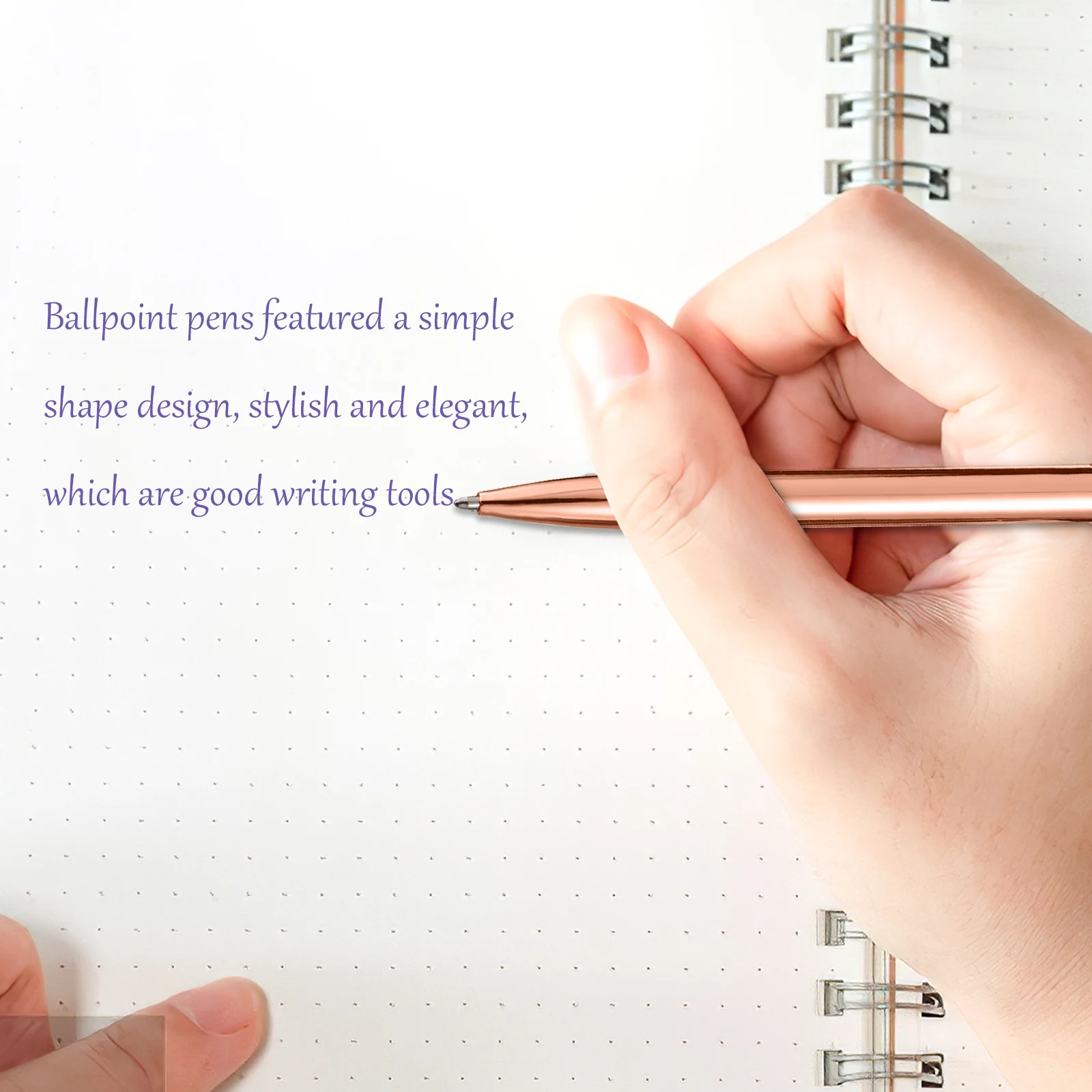 

6pcs Business Double Head Blue Ink Metal Stationery Slim Dual Ended Writing For Office Student Teacher Ballpoint For Business