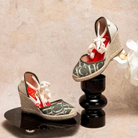 Women's Sandals 2025 New Hemp Bottom Slope Heel Sandals Comfortable and Breathable Holiday Beach Women's Shoes 8CM - Image 4
