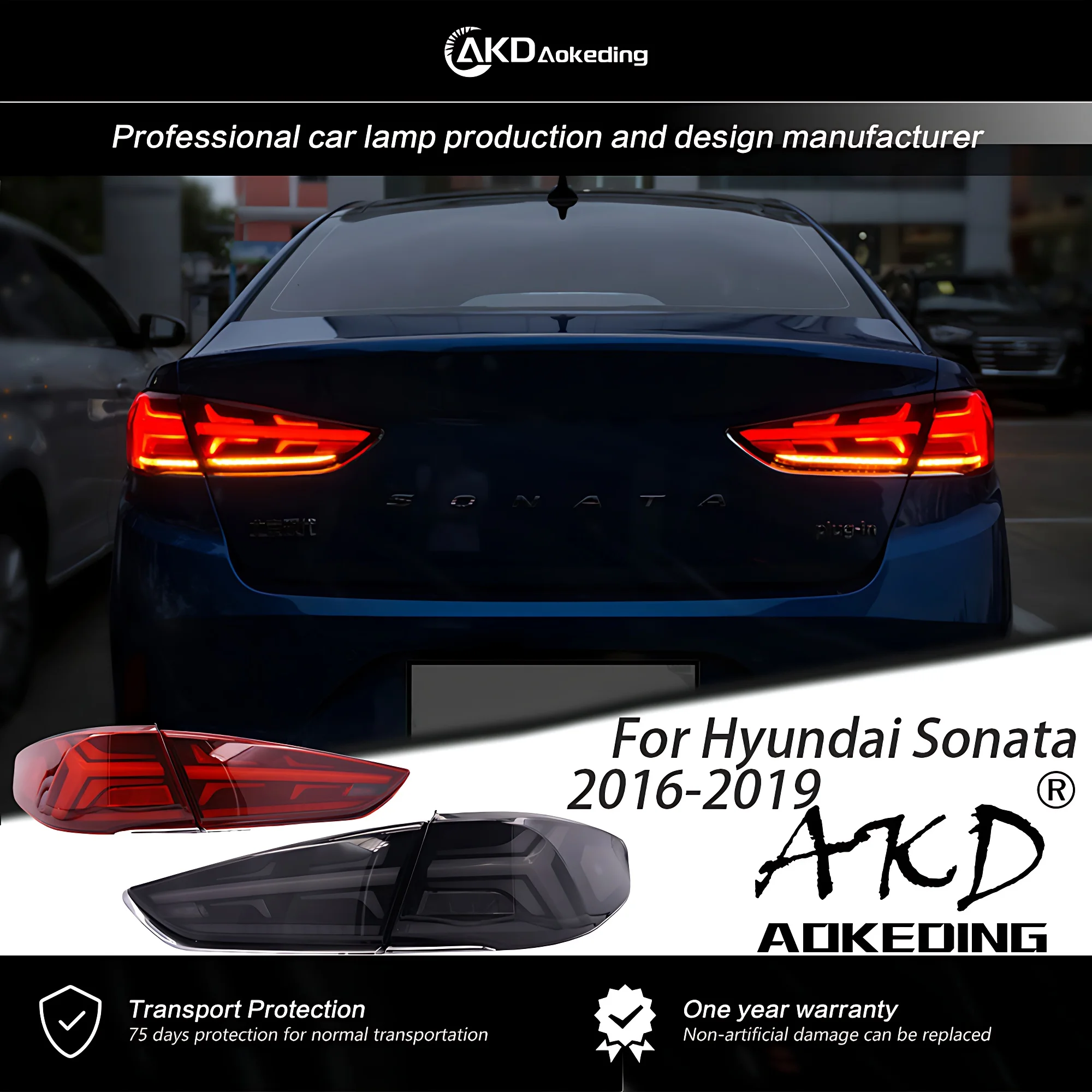 AKD Tail Lamp for Hyundai Sonata Tail Lights 2016-2019 New Sonata LED Rear Lamp LED DRL Dynamic Signal Auto Accessories 2PCS