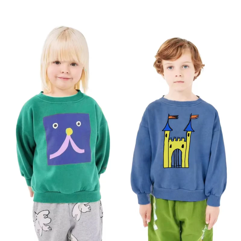 

Детские толстовки с графическим рисунком, весна 202, хлопковые топы, пуловеры с длинными рукавами для девочек и мальчиков, верхняя одежда с героями мультфильмов для малышей, детские толстовки