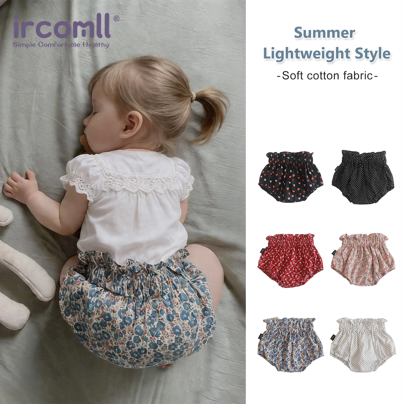 Ircomll, 2 uds., pantalones cortos de verano para niñas pequeñas, pantalones cortos de algodón y lino con estampado Floral, transpirables, pantalones holgados para niños, pantalones cortos de PP
