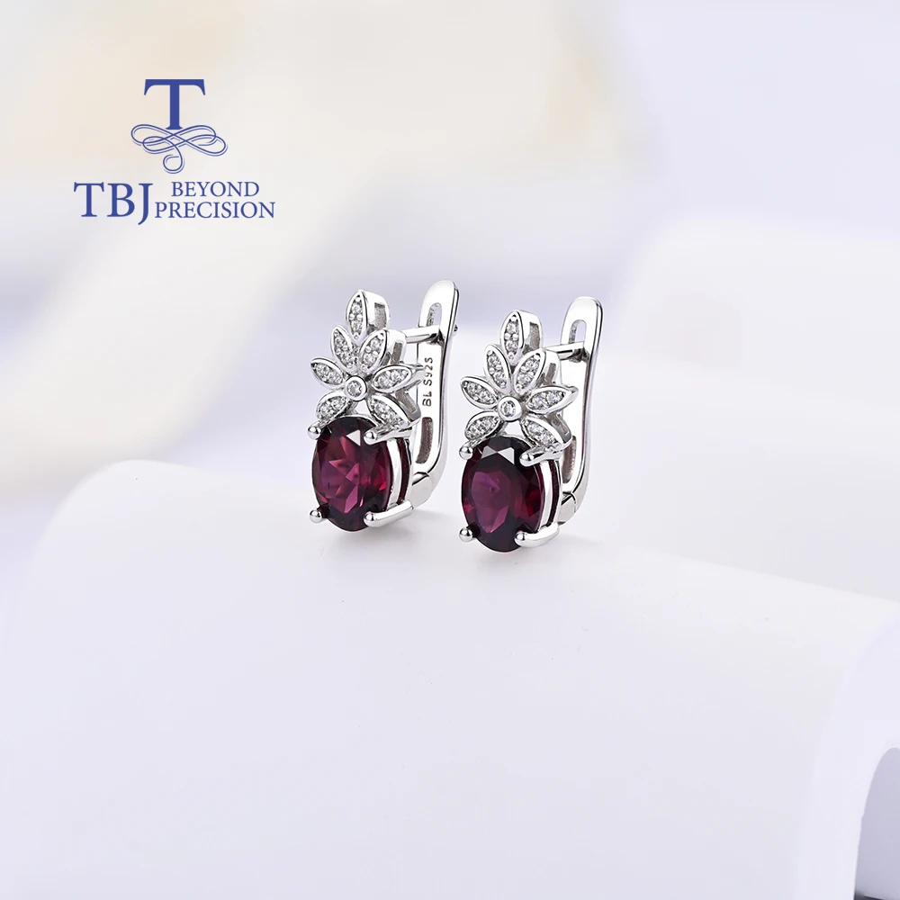 Light Luxury Fashion January Birthstone Natural Rhodolite Garnet earrings 925 sterling silver ladies Anniversary & birthday gift