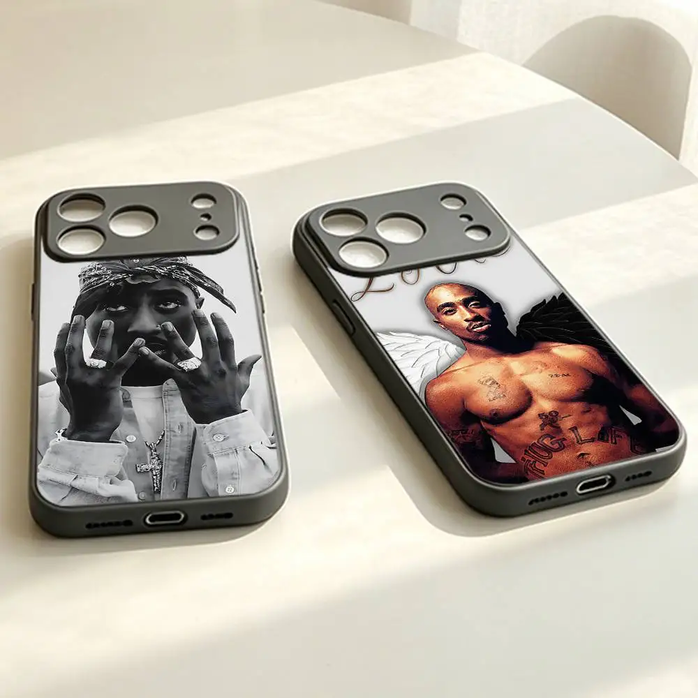 2Pac Singer Tupac Luxury Liquid Silicone Phone Case For IPhone 17 16 15 13 14 Pro Max 11Plus Max 12mini