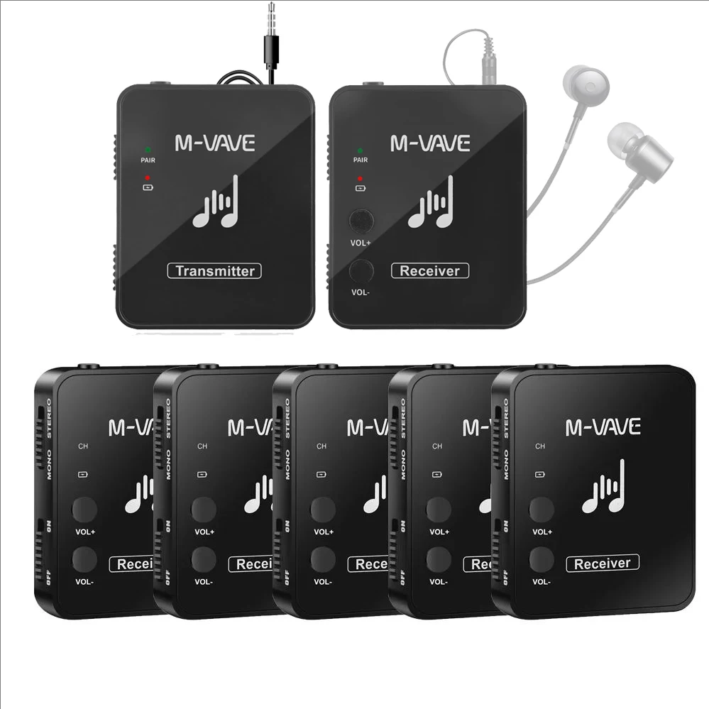 M VAVE WP-10 2.4G Wireless Earphone Monitor Rechargeable Transmitter Receiver With Volume Button Wholesale