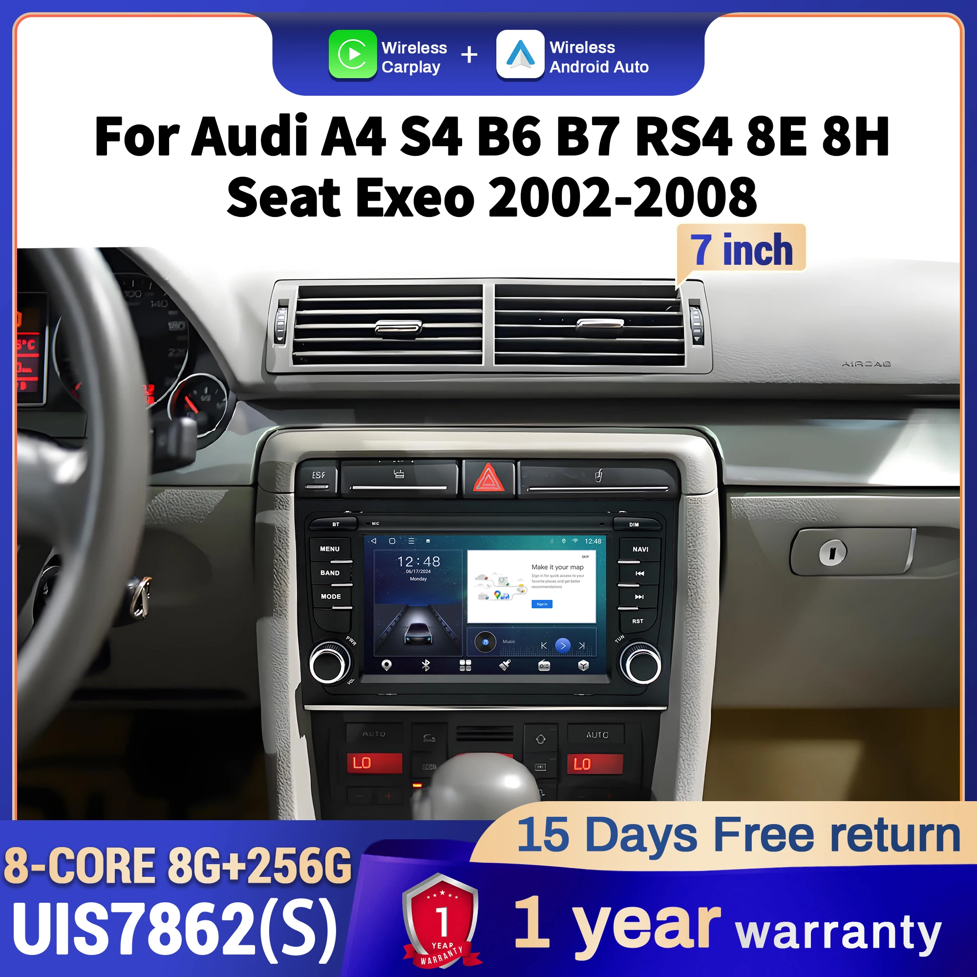 7 Inch For Audi A4 … - image