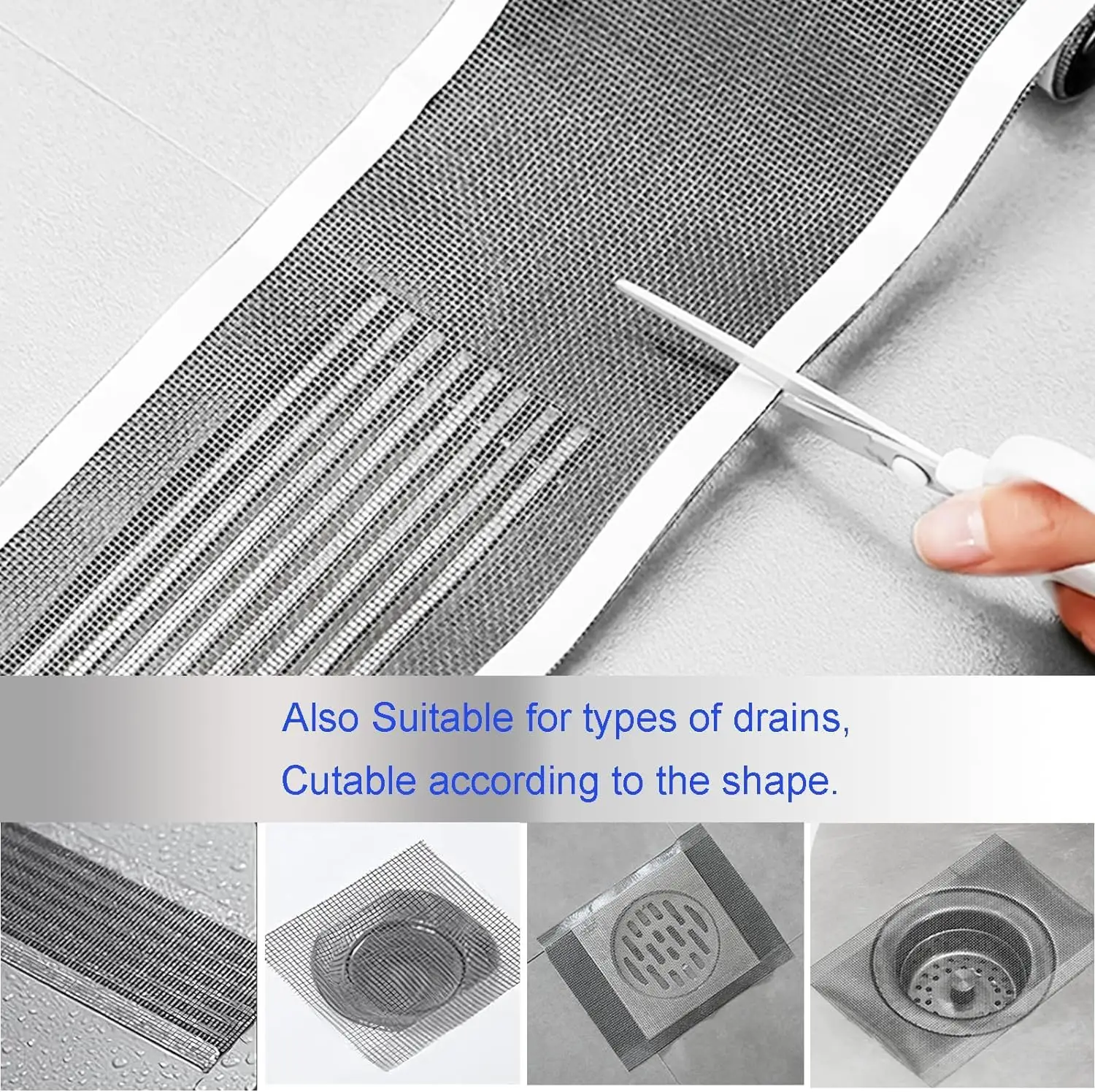 Shower Drain Hair Catcher Stickers Self-Adhesive Mesh Disposable with Drain Plug Strainer for Bathroom Kitchen Sink Accessory view 5