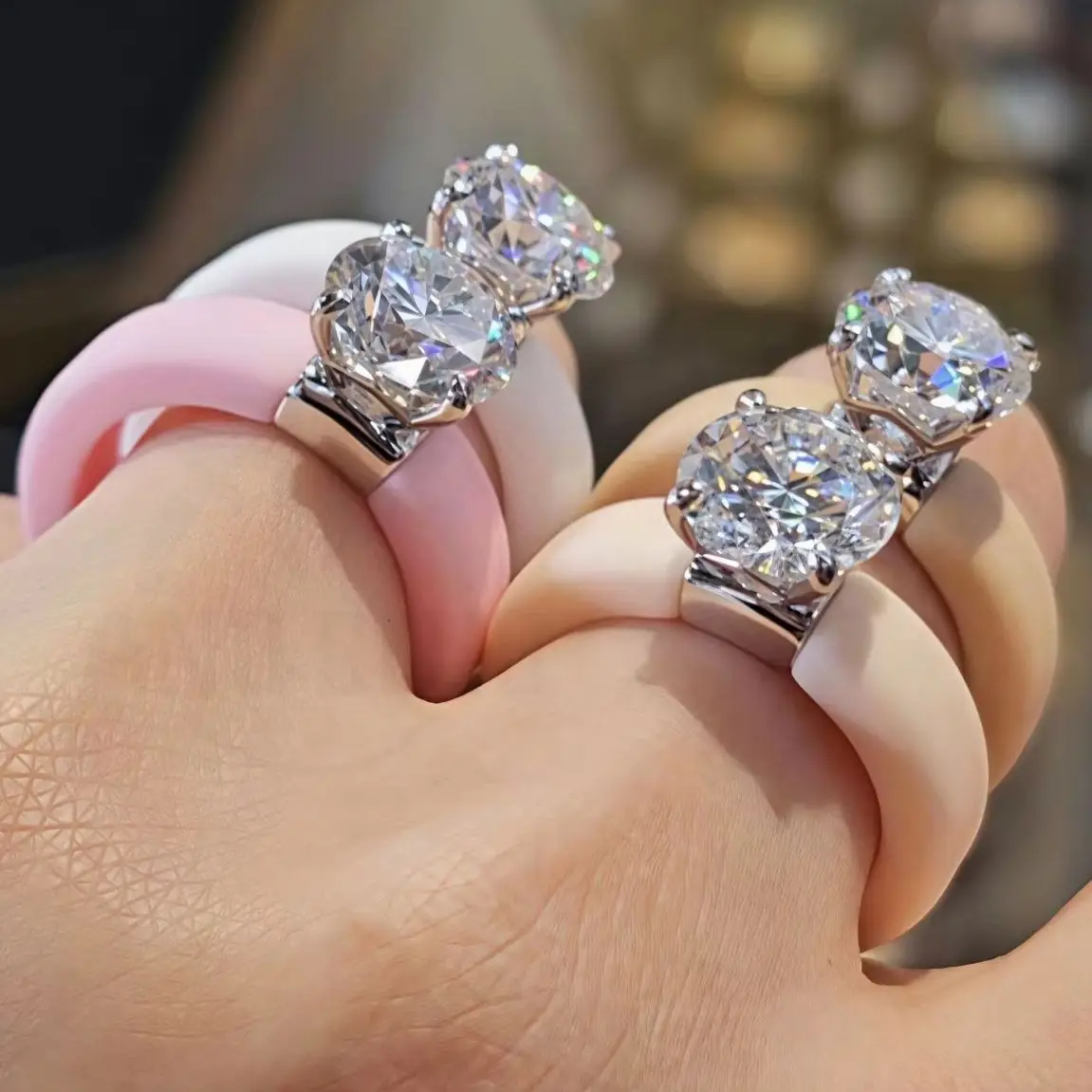 Mushan Luxury 3.5 Carat Moissanite Diamond Ring 925 Sterling Silver Four Claw Silicone For Fitness Sports Wedding Ring Women