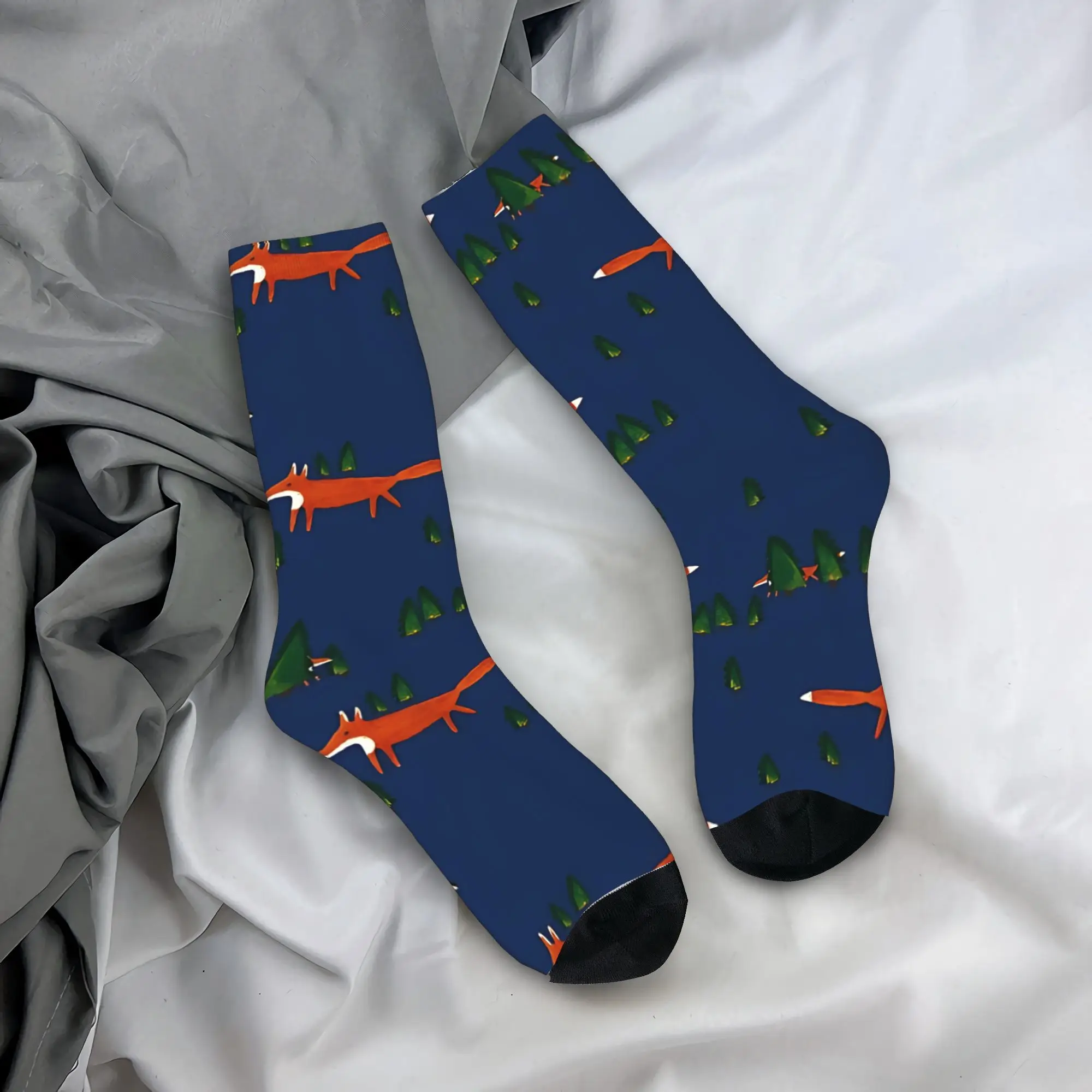 Adults Men Socks Fox In The Forest At Night - Fairytale    Stockings Winter Elegant Comfortable Socks Anti Skid Socks