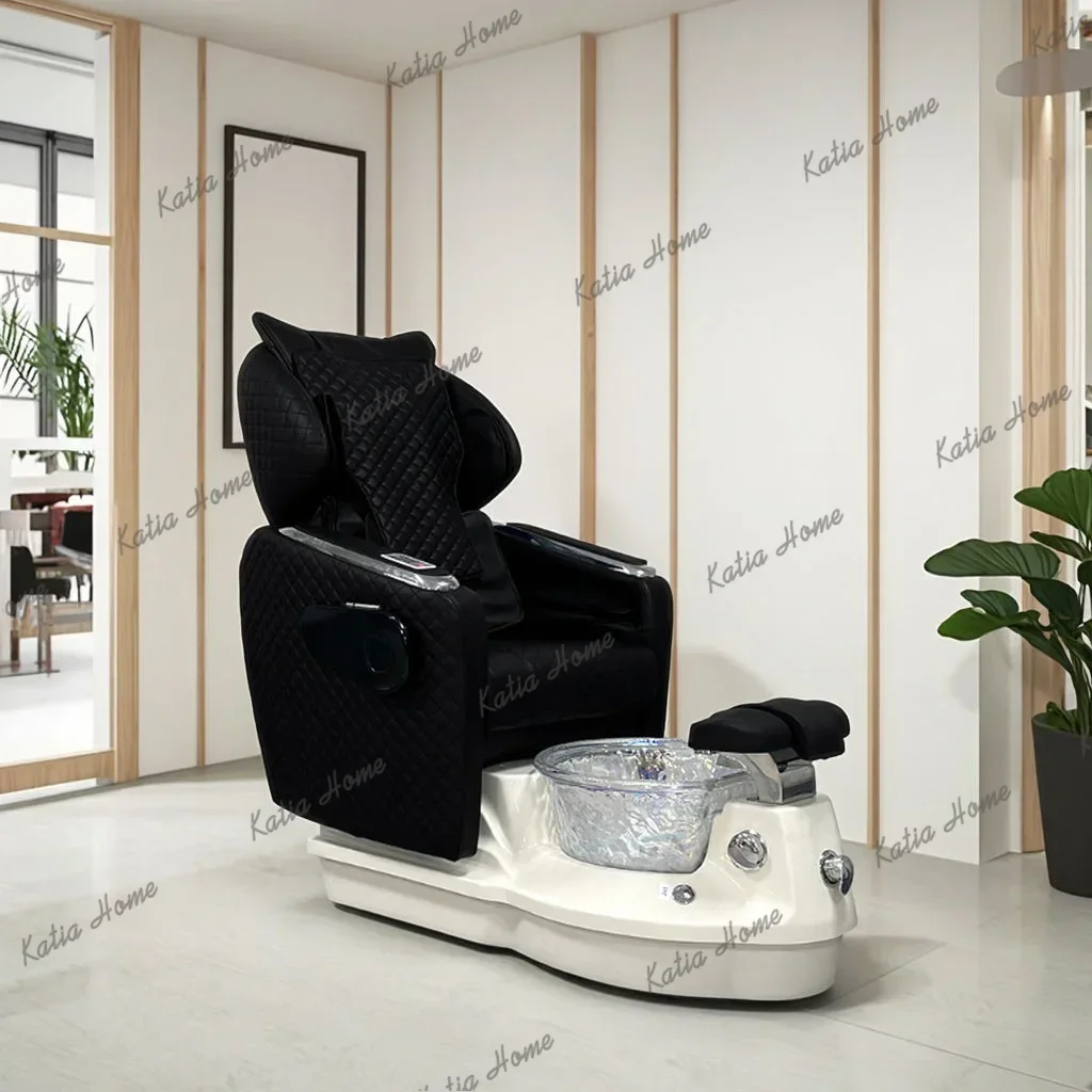 LSLuxury Modern Professional Throne Nail Manicure Foot Spa Pink Black Electric Pedicure Chair for Salon With Massage