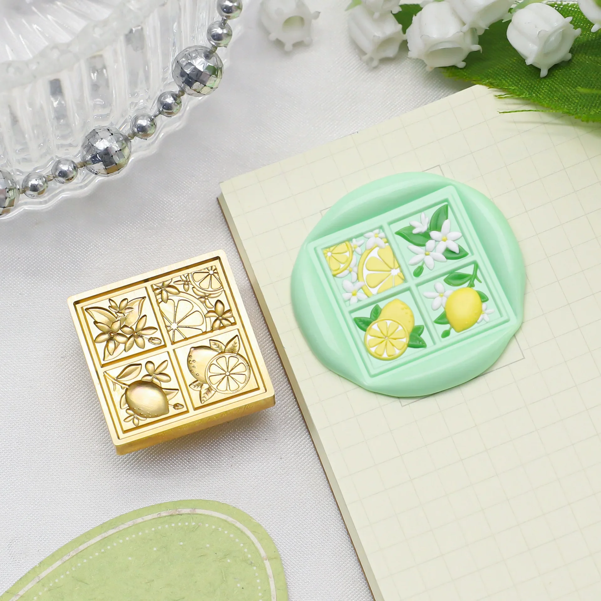 New Field Grid Series Stamps Fire Seal Square Relief Brass Head Solid Brass Gift Decoration Hand Ledger Diy Craft Toy Envelope