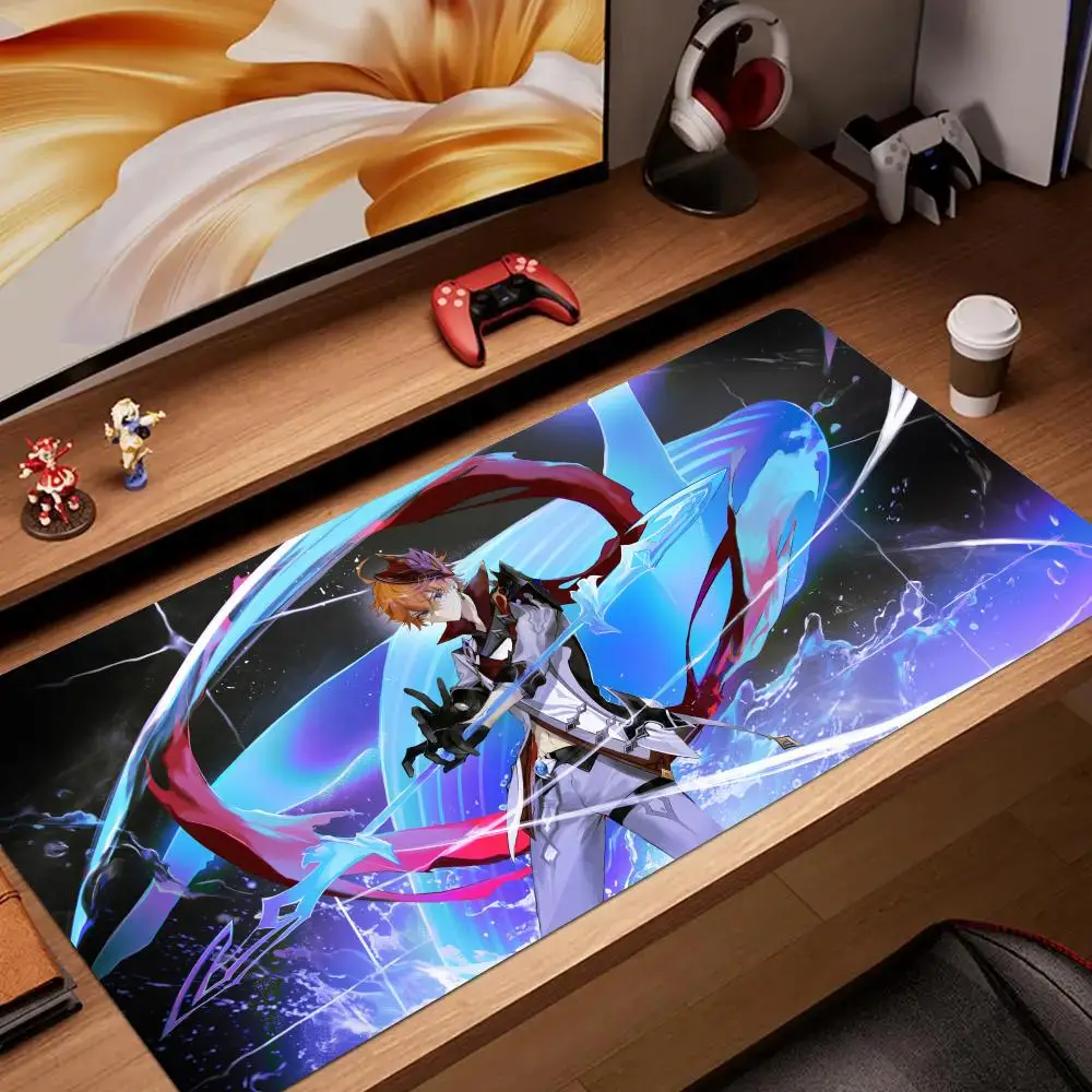 Mouse Pad Genshin Impact Tartaglia Childe Desk Mat PC Gamer Cabinet Mousepad Anime Gaming Accessories Keyboard Pad 1200x600mm