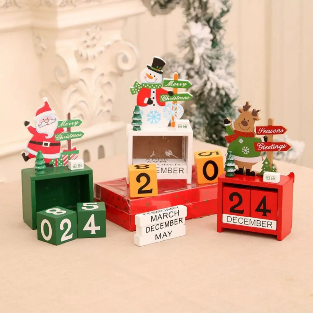 1PC Christmas Decorations Wooden Calendar Ornaments Christmas Countdown Desk Calendar Desktop Ornaments Gifts