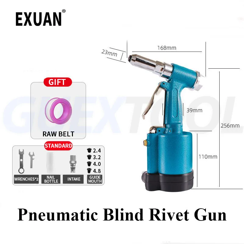 Pneumatic Tool Three-jaw Air Riveter Heavy Duty Pneumatic Riveting Gun - 2.4/3.2/4.0/4.8 Capacity, Industrial Nail Riveting Tool