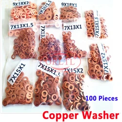 ORLTL 100PCS Fuel Injector Copper Washers F00VC17504 Diesel Nozzle Shims F00VC17503 F00VC17505 for BOSCH Delphi Denso Auto