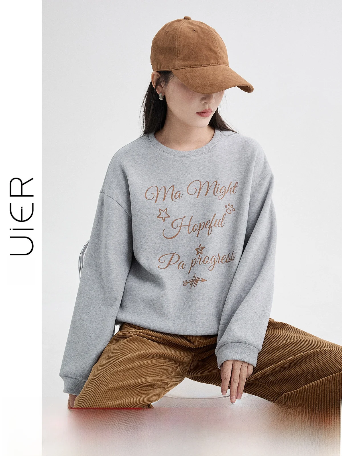 

Женская толстовка Guier Fce с подкладкой, весенняя, с круглым вырезом, оверсайз, повседневная, универсальная, с буквенным принтом, удобная, с длинными рукавами, свитшот