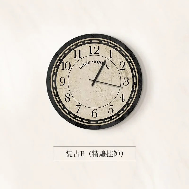 Home Medium style living room wall clock French retro restaurant silent clock 2024 new home high-end internet celebrity clock
