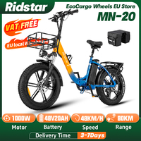 Ridstar MN20 Folding Ebike 1000W 48V 20AH Removable Battery Adult City Commuter Electric Bicycle 20*4.0\