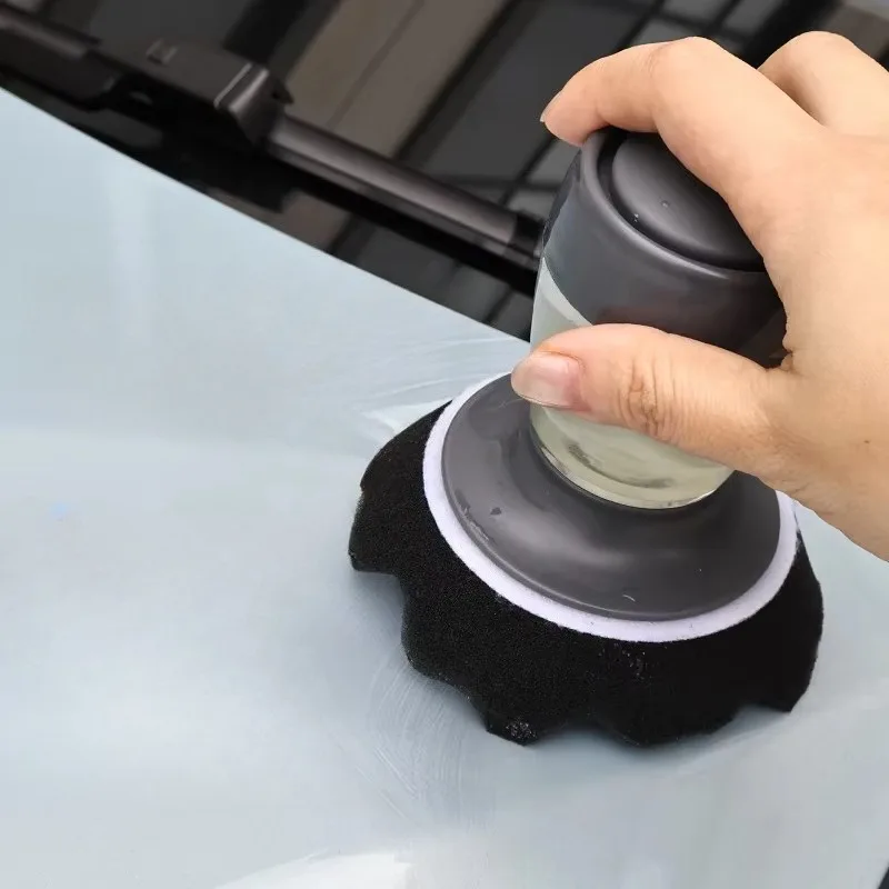 Press Type Portable Sponge Brush with Auto Liquid Adding Multifunctional for Car Tire Polishing Waxing and Home Dish Washing
