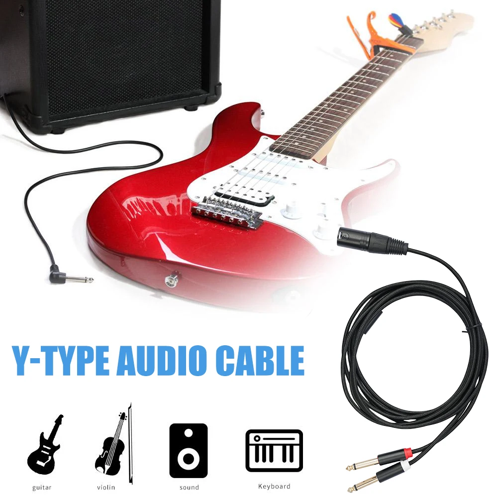 1/2/3M Dual 1/4 Inch To XLR Male Y Splitter Cable Male XLR to Dual 6.35mm TS Mono Plug Microphone Audio Converter Adapter