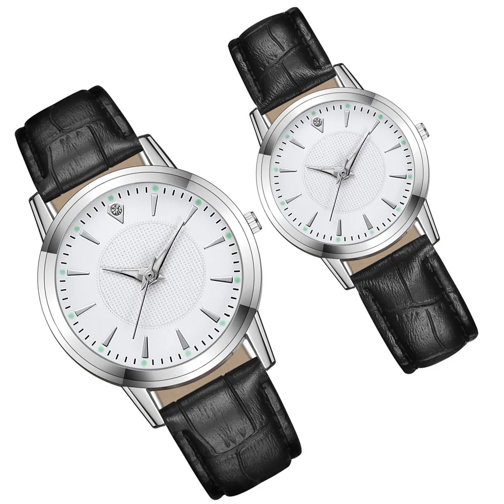 2개 세트 발광 연인 시계 유니섹스 커플 손목시계 패션 스트랩 캐주얼 포멀 로맨틱 선물 발광 연인 시계