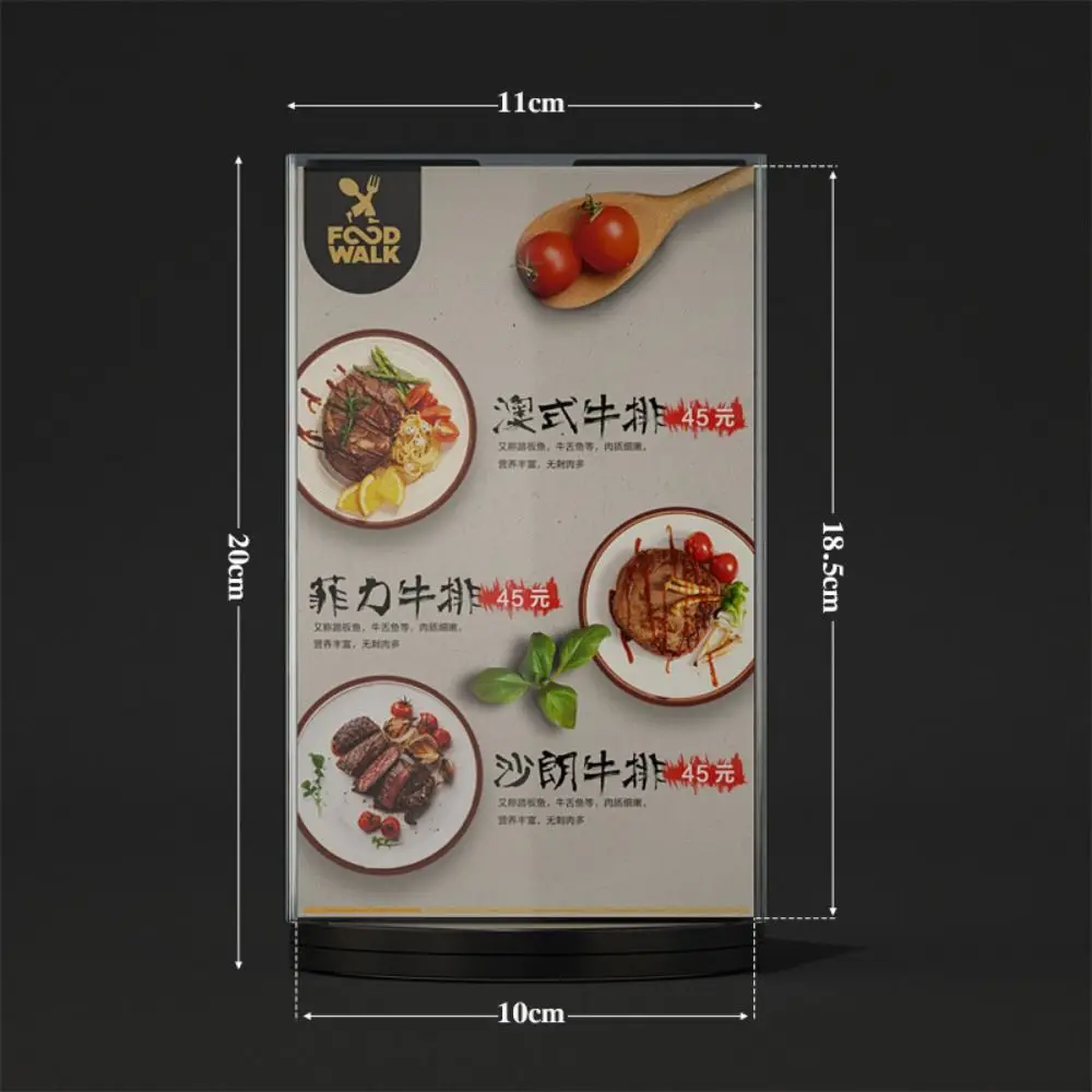 360 Degree Rotating Menu Sign Holder Smooth swivel Reusable Menu Cover Display Stand Protective Waterproof Desktop Flyer Frame