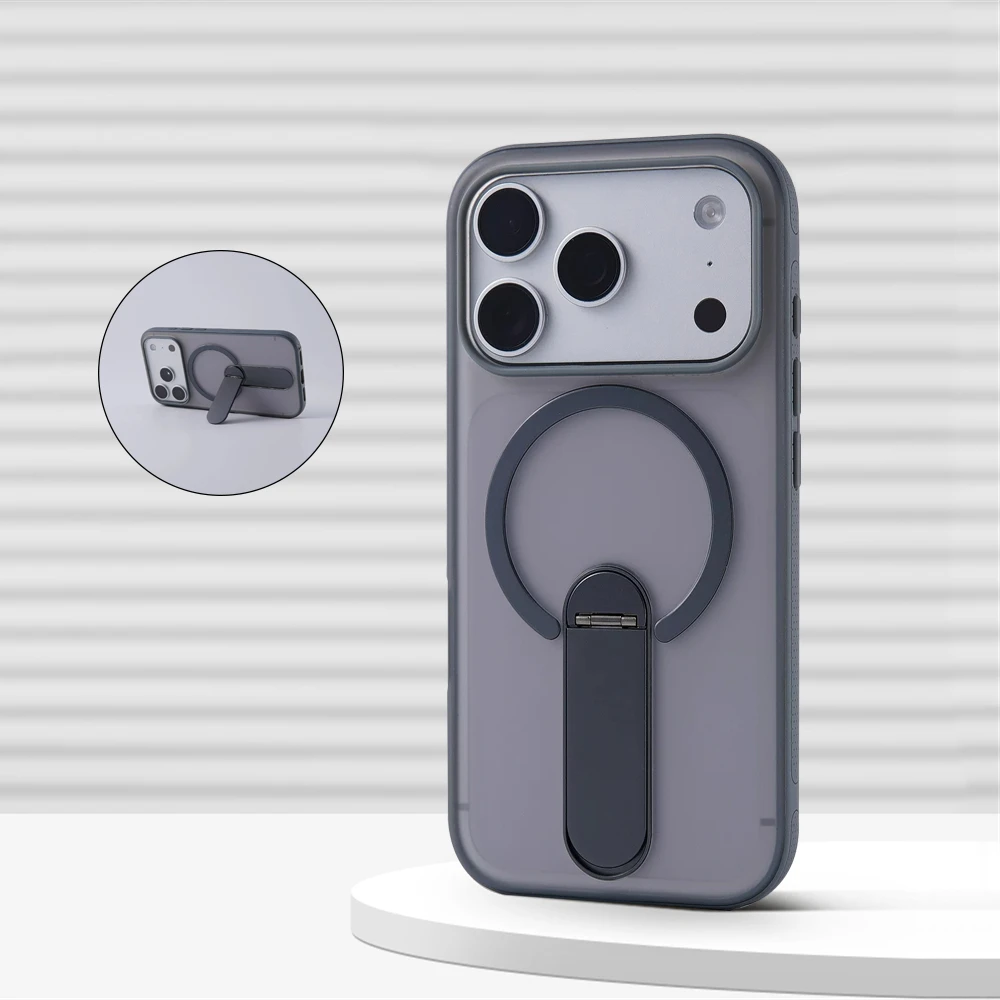 

360° Rotatable Metal Holder Shockproof Magnetic Case For iPhone 17 16 Pro Max 15 14 For MagSafe Wireless Charge Back Cover Shell