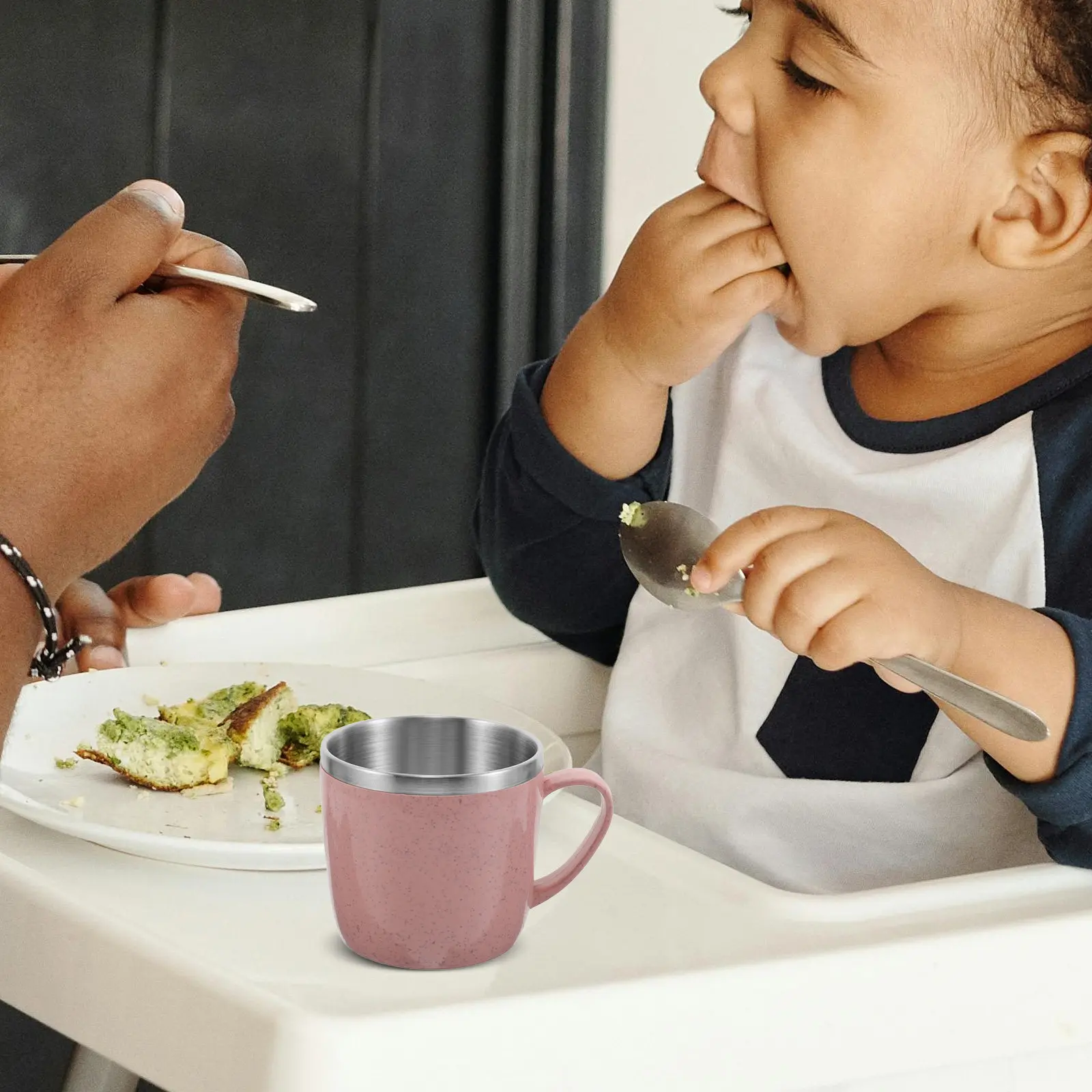 

Stainless Steel Toddler Cup Pink 220Ml Ergonomic Handle Spill Proof Kids Water Tumbler Outdoor Travel Camping Drinkware