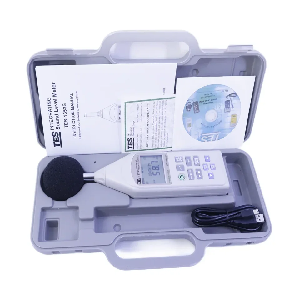 TES-1353S Digital Integrating Decibel Meter 30 130dB Noise Tester 315 Hz 8KHz 1.0dB Accuracy