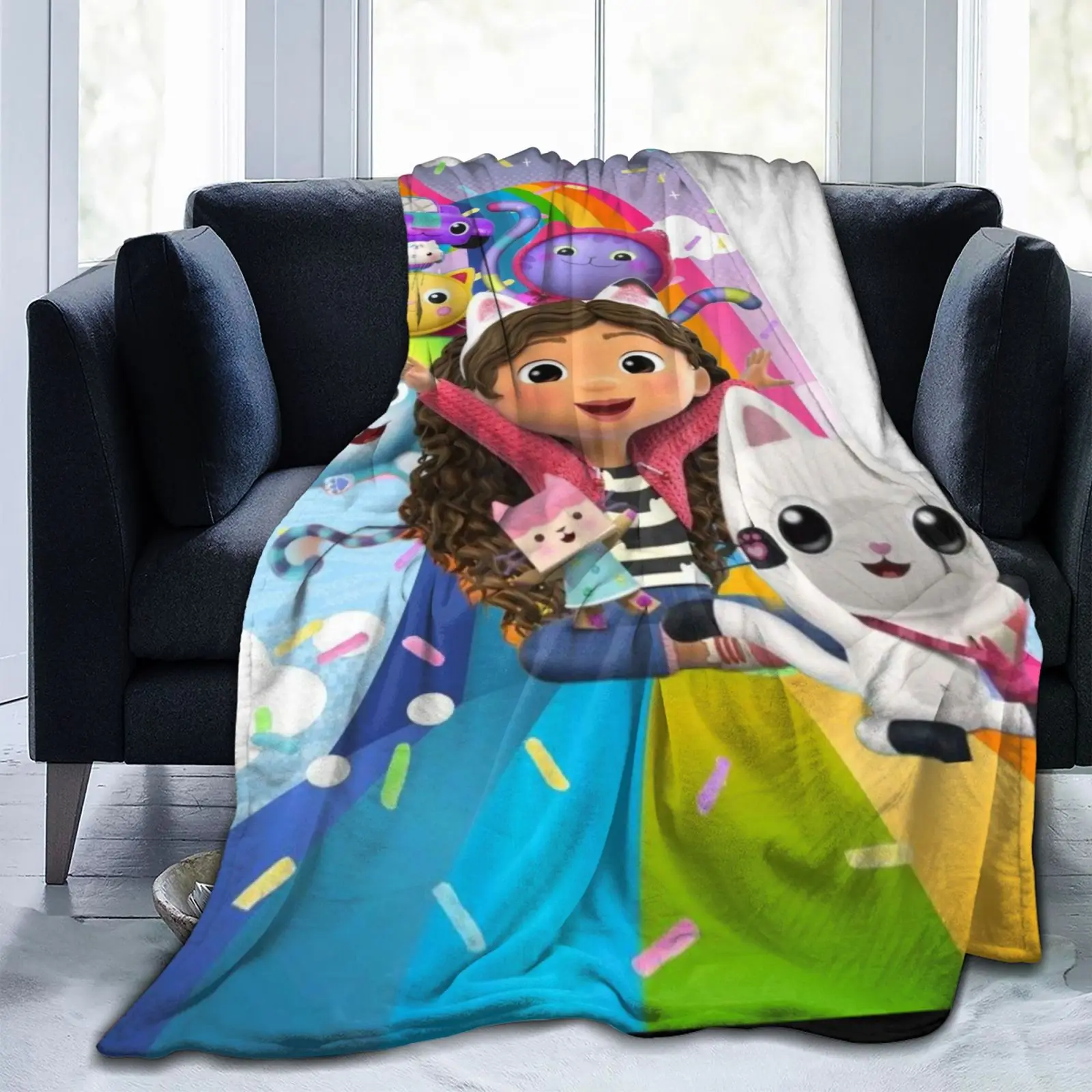 لطيف Gabbys الكرتون دمية فتاة البطانيات الناعمة ، الدفء رمي بطانية بطانية مريحة للنزهة سرير أريكة غرفة نوم المنزل