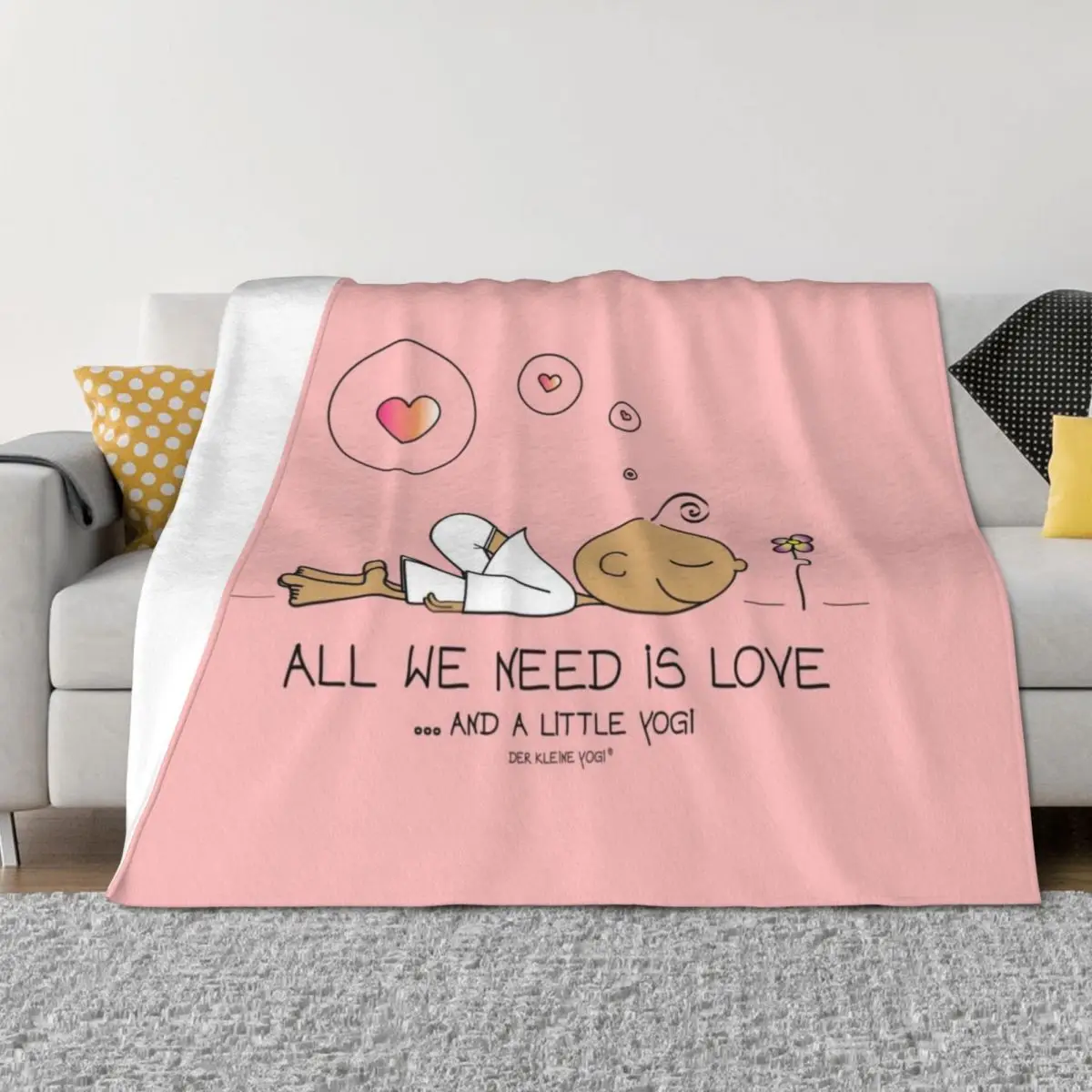 

All we need is love and a litte Yogi Throw Blanket Summer Beddings Luxury Sofa Custom Blankets
