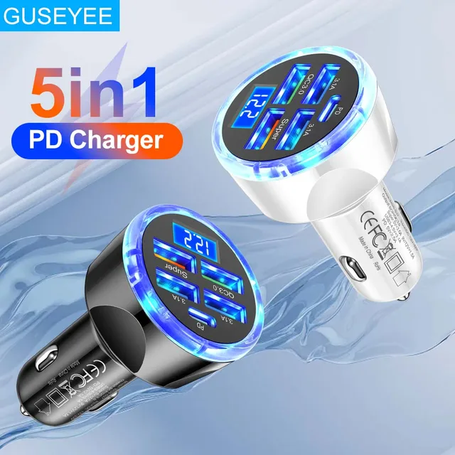 Ładowarka samochodowa 4usb PD 250W typu C Szybkie ładowanie Automatyczny adapter do telefonu komórkowego dla iPhone Samsung Huawei Xiaomi QC 3.0