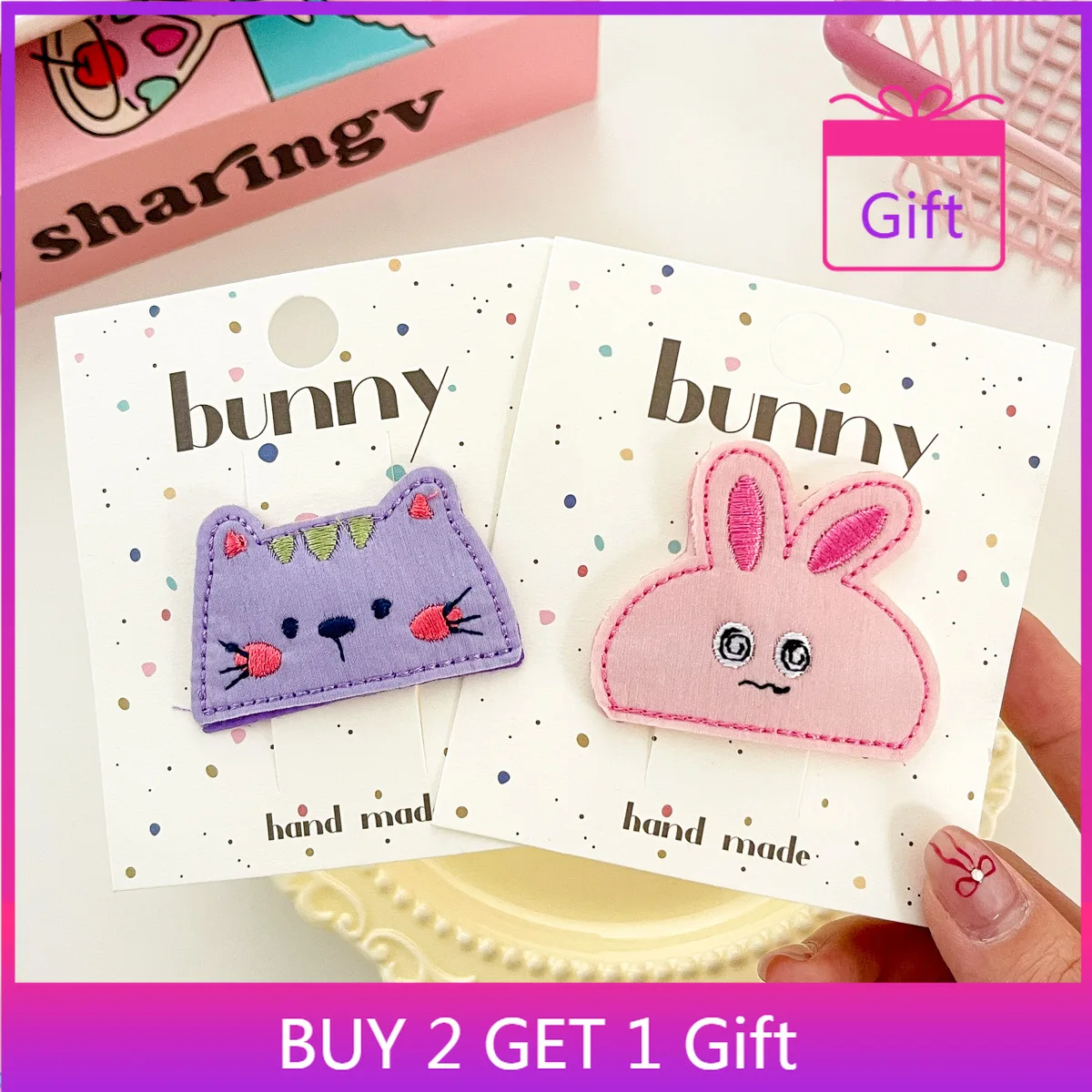 

Заколки для волос с милым кроликом, корейские тканевые заколки BB для девочек, нежные нескользящие заколки для боковой челки, новинка