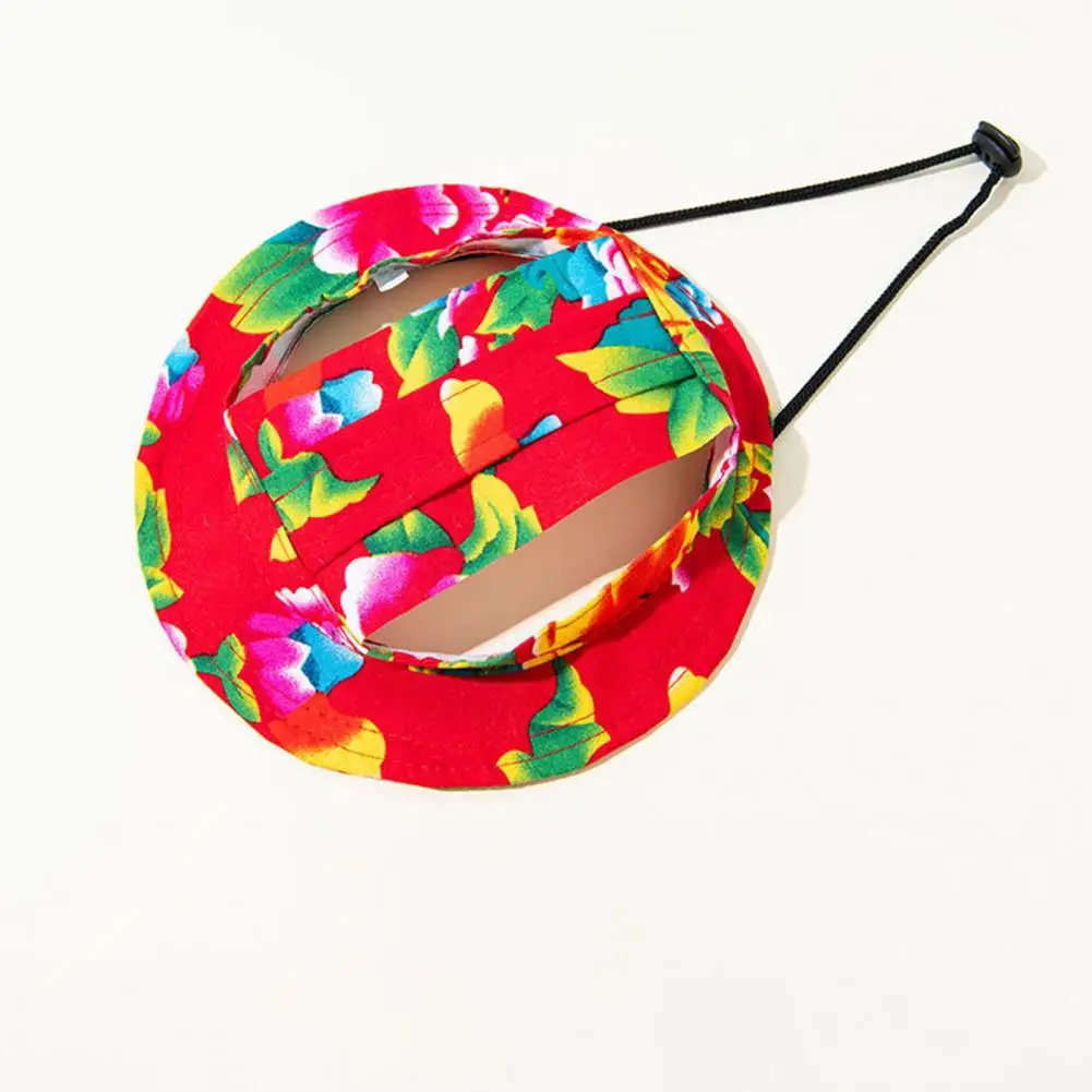 Dog Summer Hat Colorful Princess Pet Sun Hat with Breathable Mesh Wide Brim Adjustable Chin Strap for Outdoor Sun Protection Ear
