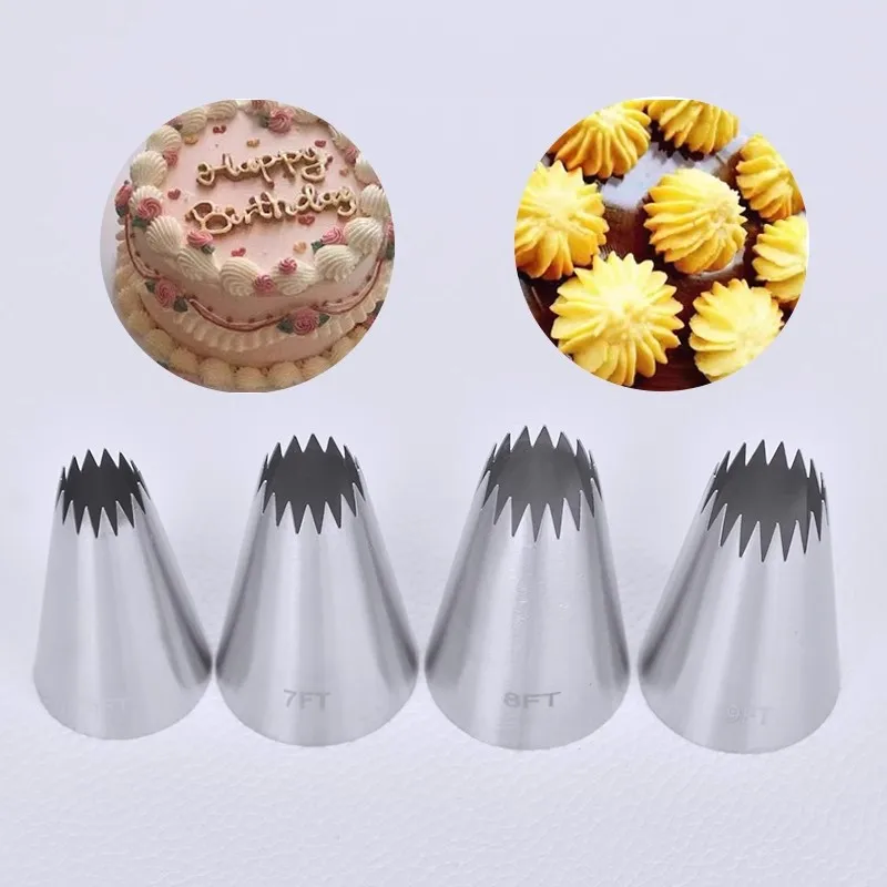 5FT 7FT 8FT 9FT#Cake Decorating Tips Russian Open Star Piping Nozzles Tips Cupcake Cookies Baking Tools Head Dessert Decorators