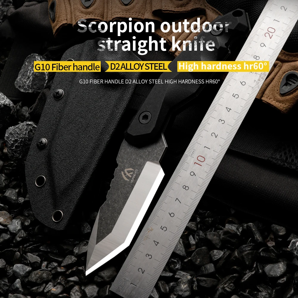 

Wilderness G10 anti slip handle D2 alloy steel outdoor integrated cutting tool Wilderness survival knife High hardness portable