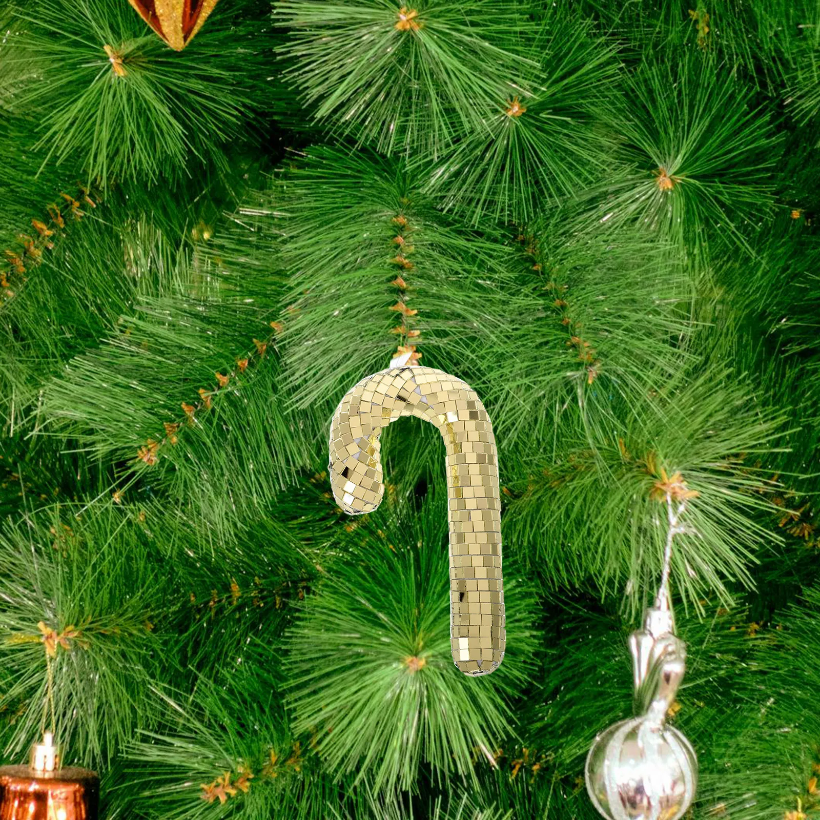 

2Pcs Festive Candy Cane Ornaments Sparkling for Xmas Tree Pendant Hanging Decor Holiday Party Favors Seasonal