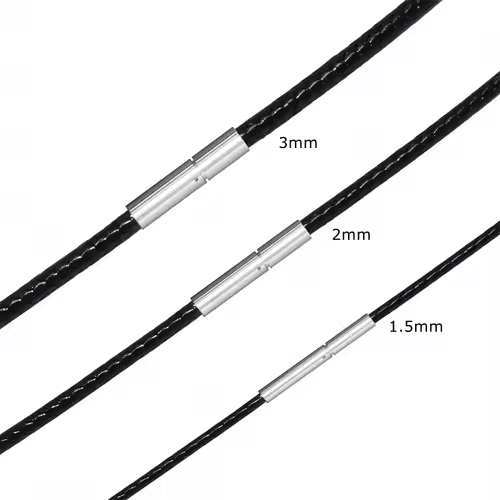 Black Genuine Leather Rope Necklace With Clasp Cord Chain Line String For DIY Pendant Jewelry Making Accessories Supplies Men - Image 2