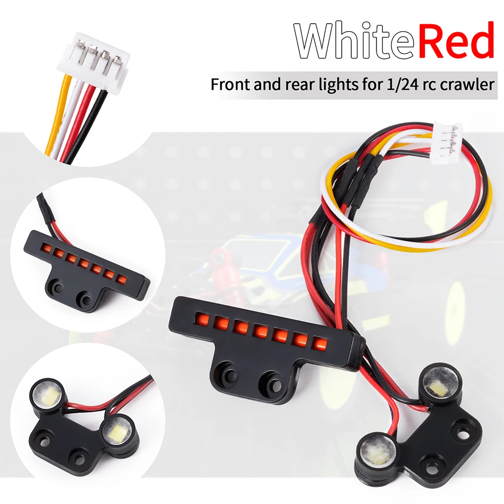 MIBIDAO Front Rear LED Lights Headlights Tail Light for 1/24 RC Kyosho Miniz 4x4 Buggy Car Upgrade Parts