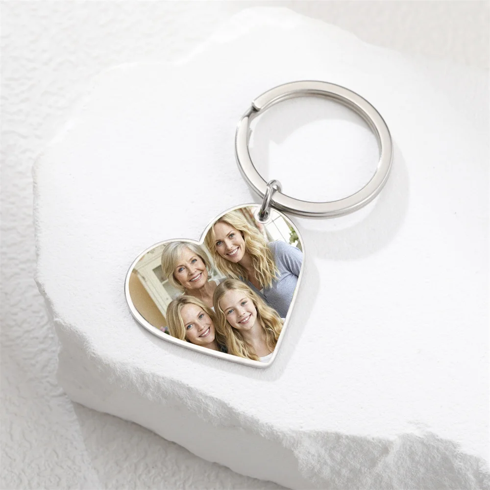 Benutzerdefinierter Foto-Schlüsselanhänger aus Edelstahl, rechteckig, Herzform, personalisiertes Bild, Schlüsselanhänger, Schmuck, Valentinstagsgeschenk – Detail 29